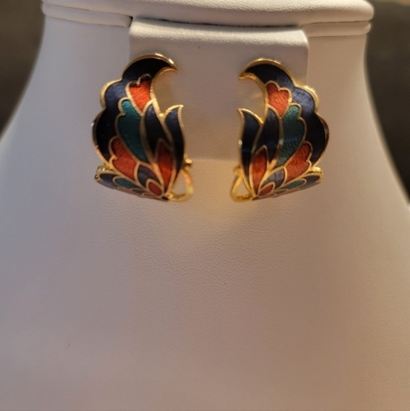 Vintage Cloisonne Butterfly Wing Clip On - Picture 2 of 7